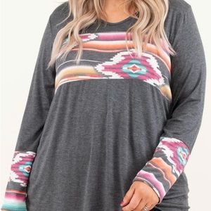 Aztec design charcoal women’s plus size top